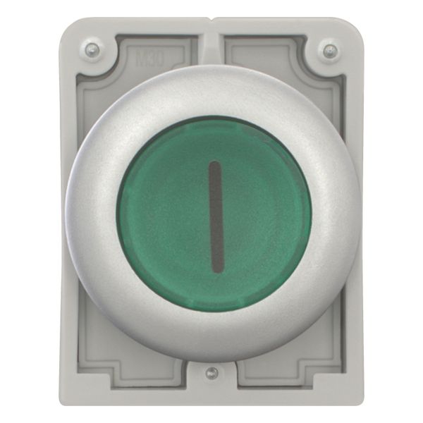 Illuminated pushbutton actuator, RMQ-Titan, Flat, maintained, green, inscribed, Metal bezel image 6