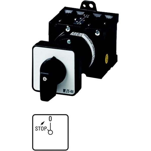 On switches, T3, 32 A, rear mounting, 1 contact unit(s), Contacts: 4, 45 °, momentary, With 0 (Off) position, With spring-return to 0, STOP>0, Design image 3