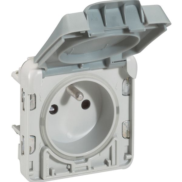 Socket outlet Plexo IP 55-Fr std-2P+E automatic opening of flap-modular-grey image 1