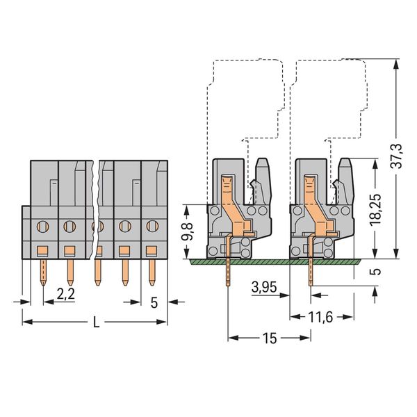 THT female header straight Pin spacing 5 mm gray image 3