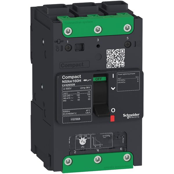 circuit breaker ComPact NSXm F (36 kA at 415 VAC), 3P 3d, 16 A rating TMD trip unit, EverLink connectors image 3