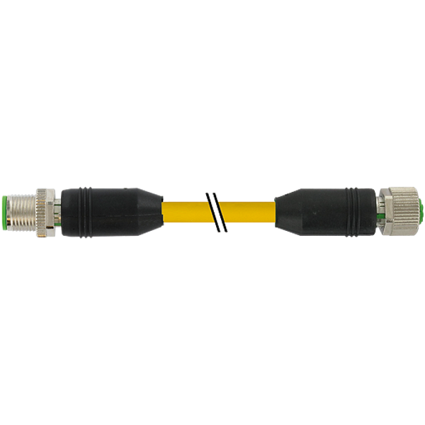 M12 male 0° / M12 female 0° A-cod. shielded PUR 5x0.34 ye 1.8m image 1