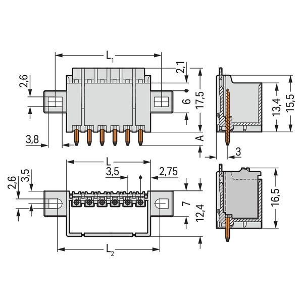 THR male header 1.0 mm Ø solder pin straight light gray image 3