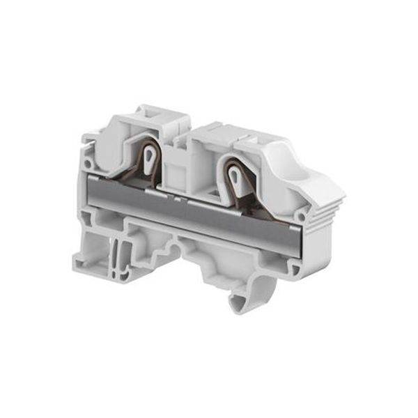 MODULAR TERMINAL BLOCKS, FEED-THROUGH, PI-SPRING TERMINAL BLOCK, GRAY, PRODUCT SPACING .472 IN [12 MM], 2 POSITION, DIN RAIL image 1