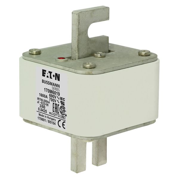 Fuse-link, high speed, 1600 A, AC 690 V, DIN 3, 76 x 76 x 109 mm, aR, DIN, IEC, single indicator image 17