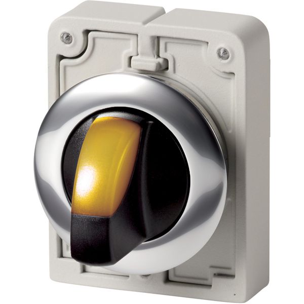 Illuminated selector switch actuator, RMQ-Titan, With thumb-grip, maintained, 2 positions (V position), yellow, Metal bezel image 2