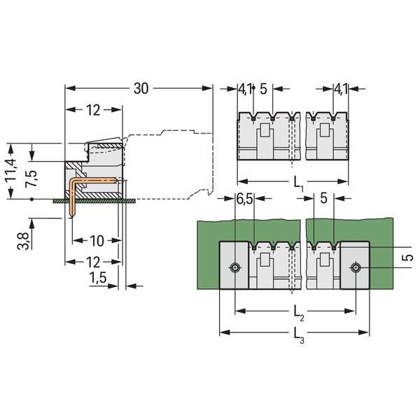 THT male header 1.2 x 1.2 mm solder pin angled light gray image 2