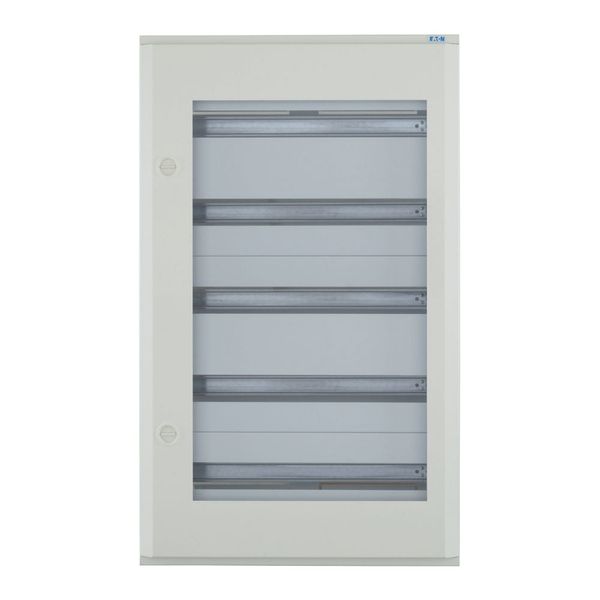 Complete surface-mounted flat distribution board with window, white, 24 SU per row, 5 rows, type C image 5
