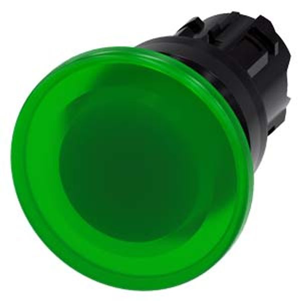 Illuminated mushroom pushbutton, 22 mm, round, plastic, green, 40mm, momentary 3SU1001-1BD40-0AA0-Z Y13 image 1