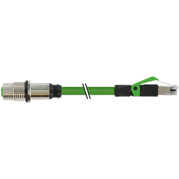 M12 fem. recept. D /RJ45 male 0° PUR 1x4xAWG22 shielded gn+dragch 0.9m image 1