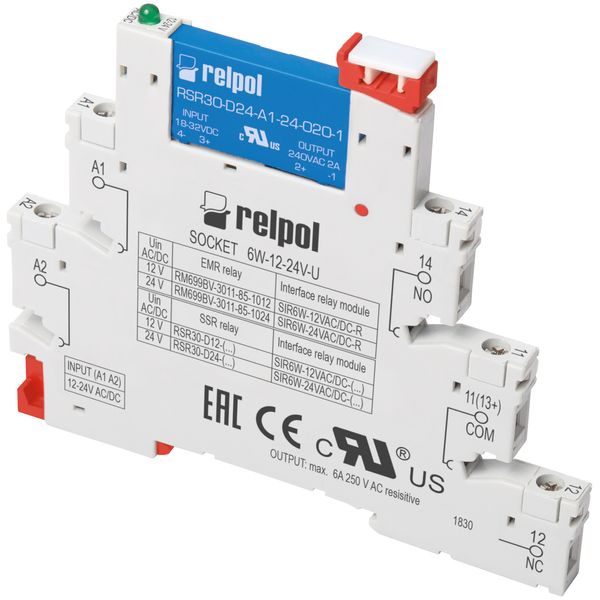Interface relay: consists with:universal socket 6W-12-24V-U and relay RSR30-D12-D1-02-040-1 image 1