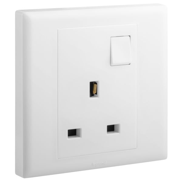 Socket 1 Gang 13A Switched 7X7 White, Legrand - ELOE image 1