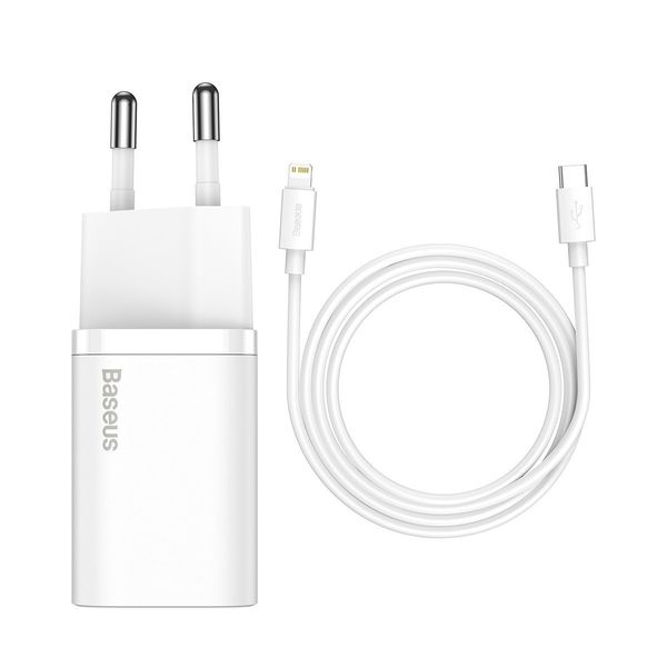 Wall Quick Charger Super Si 20W USB-C QC3.0 PD with Lightning 1m Cable, White image 4