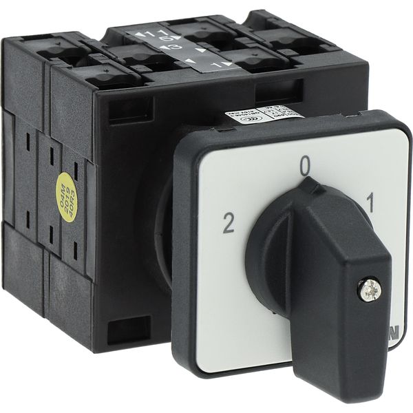 Reversing switches, T3, 32 A, flush mounting, 3 contact unit(s), Contacts: 6, 45 °, maintained, With 0 (Off) position, 2-0-1, SOND 29, Design number 2 image 18