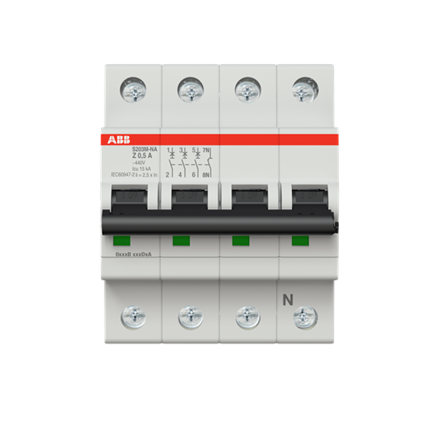 S203M-Z0.5NA Miniature Circuit Breaker - 3+NP - Z - 0.5 A image 3