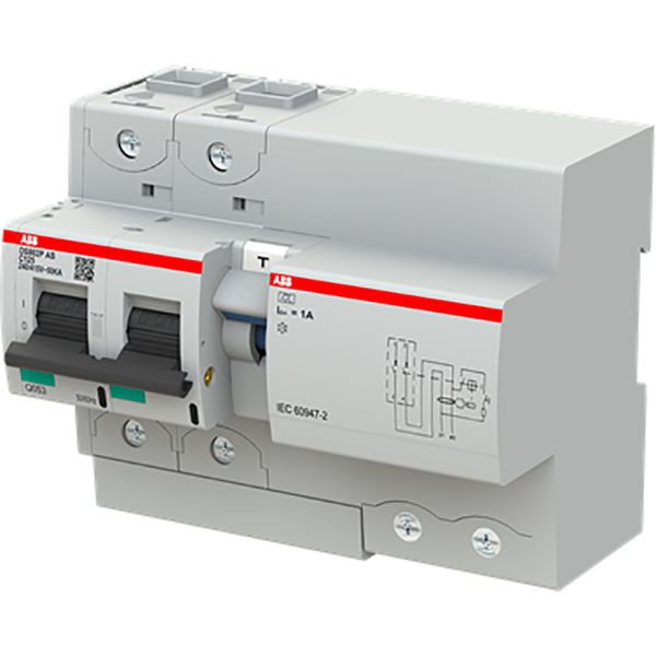 Residual current breaker RCBO DS800 range 50kA, 2P, curve C, 125A, 100 image 1