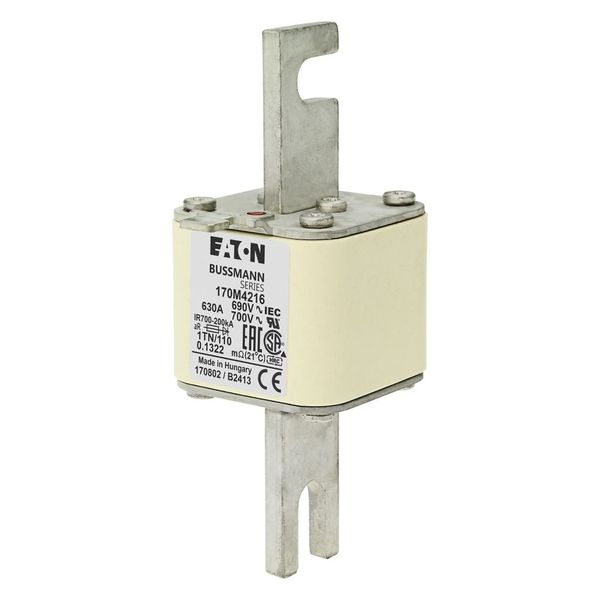 Fuse-link, high speed, 630 A, AC 690 V, DIN 1, 53 x 66 x 138 mm, aR, DIN, IEC, type T indicator image 5