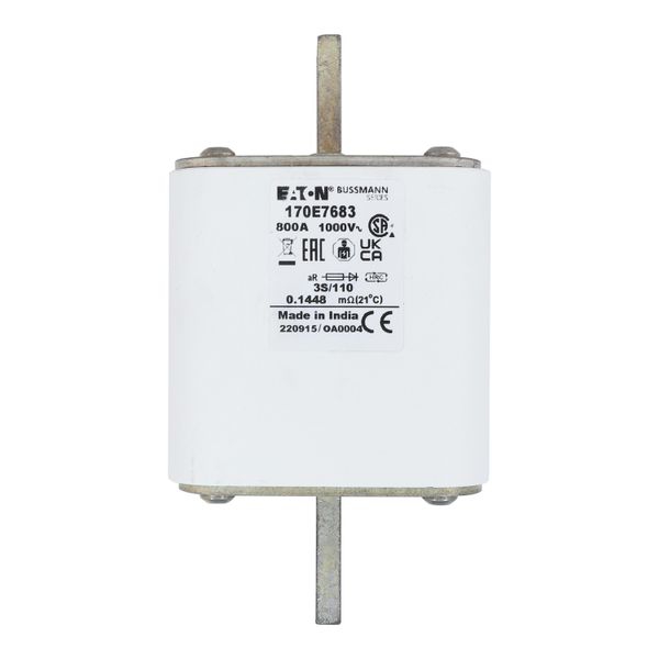 Fuse-link, high speed, 800 A, AC 1000 V, DIN 3, aR, DIN, visual indicator image 29