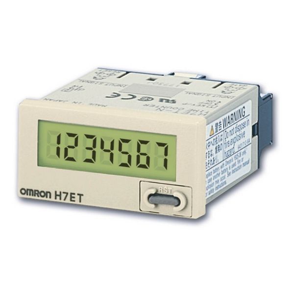 Time counter, 1/32DIN (48 x 24 mm), self-powered, LCD, 7-digit, 999h59 image 1
