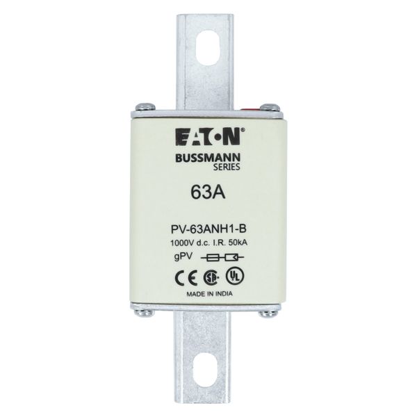 Fuse-link, high speed, 63 A, DC 1000 V, NH1, gPV, UL PV, UL, IEC, dual indicator, bolted tags image 16
