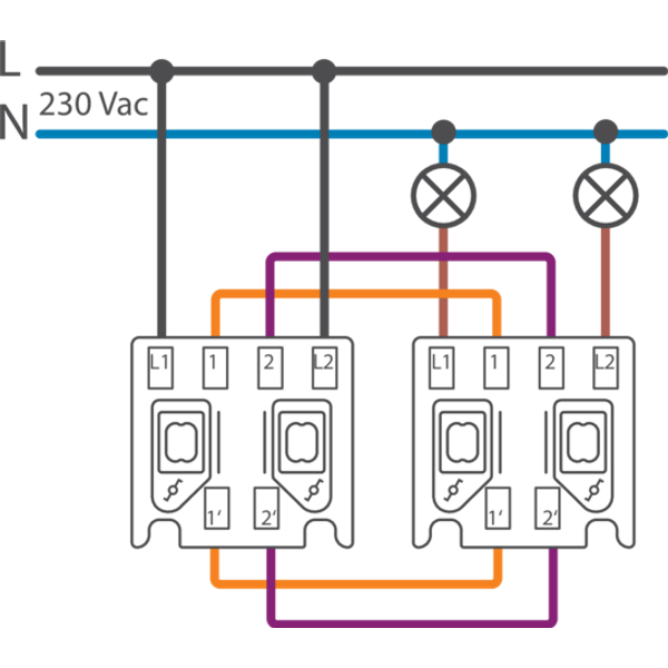 Splashproof double two-way switch 10 AX/250 Vac with plug-in terminals image 3