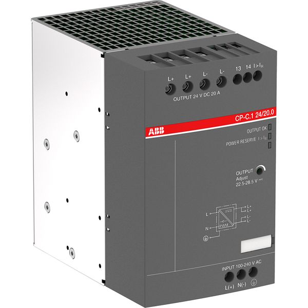 CP-C.1 24/20.0-C Power supply In:100-240VAC/90-300VDC Out:DC 24V/20A image 1