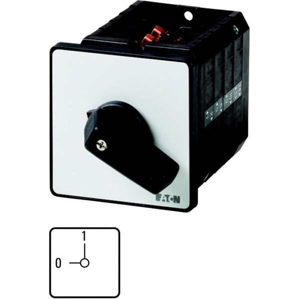 On-Off switch, T5, 100 A, flush mounting, 1 contact unit(s), 2 pole, Emergency switching off function, with red thumb grip and yellow front plate image 2