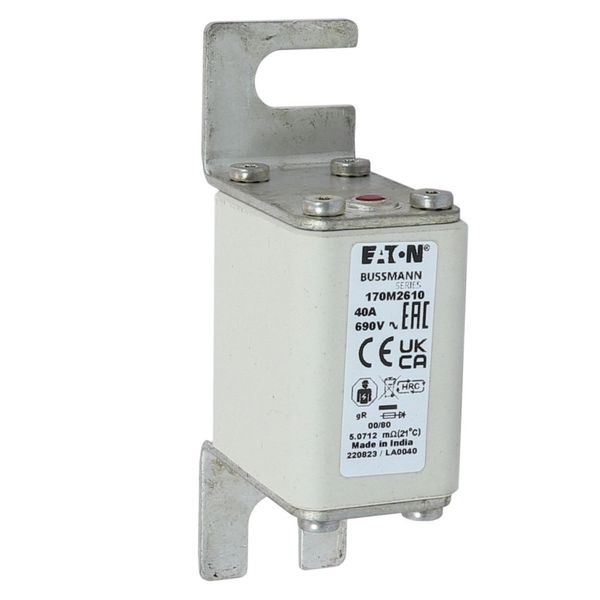 Fuse-link, high speed, 40 A, AC 690 V, DIN 00, 30 x 51 x 100 mm, gR, DIN, IEC, single indicator image 11