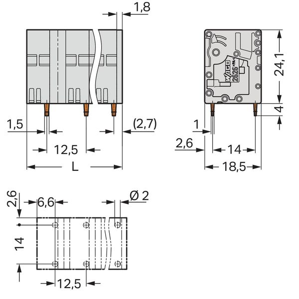 PCB terminal block 6 mm² Pin spacing 12.5 mm gray image 3