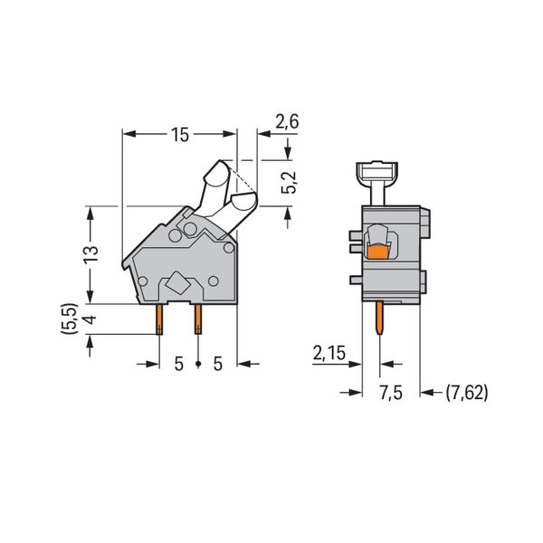 Stackable PCB terminal block push-button 2.5 mm² blue image 4