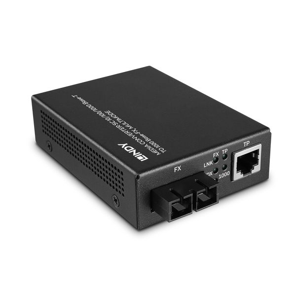 Media Converter SC 10/100/1000 Base-T to 1000 Base-FX, Multimode Extend a Gigabit or Fast Ethernet network up to 550m over multimode fibre optic cable image 1