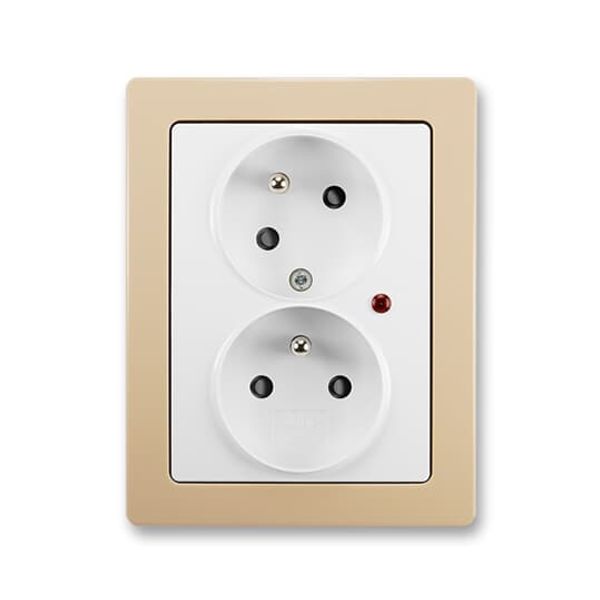 5593J-C02357 B1C3 Double socket outlet with earthing pins, shuttered, with turned upper cavity, with surge protection ; 5593J-C02357 B1C3 image 1