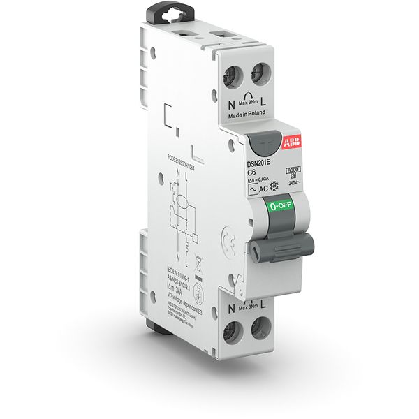 DSN201E C13 A30 Residual Current Circuit Breakers with Overcurrent Protection RCBO image 1