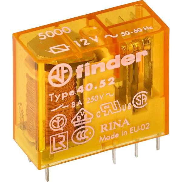PCB/Plug-in Rel. 5mm.pinning 2CO 8A/12VAC/Agni+Au (40.52.8.012.5000) image 4