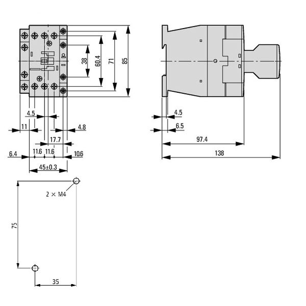 Contactor 11kW/400V/25A, 1 NO, coil 110VAC image 2