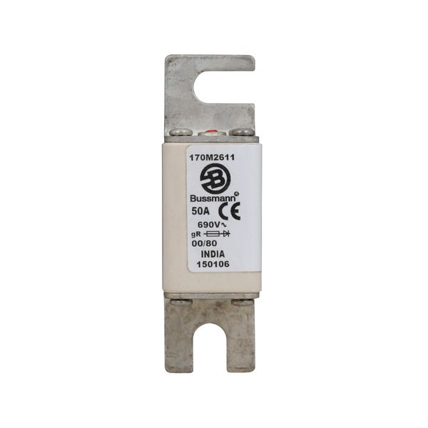 Fuse-link, high speed, 50 A, AC 690 V, DIN 00, 30 x 51 x 100 mm, gR, DIN, IEC, single indicator image 10