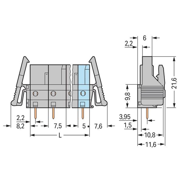 THT female header straight Pin spacing 7.5 mm gray image 3