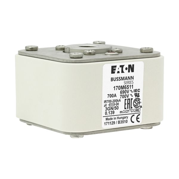 Fuse-link, high speed, 700 A, AC 690 V, size 3, 76 x 92 x 53 mm, aR, IEC, UL, single indicator image 16