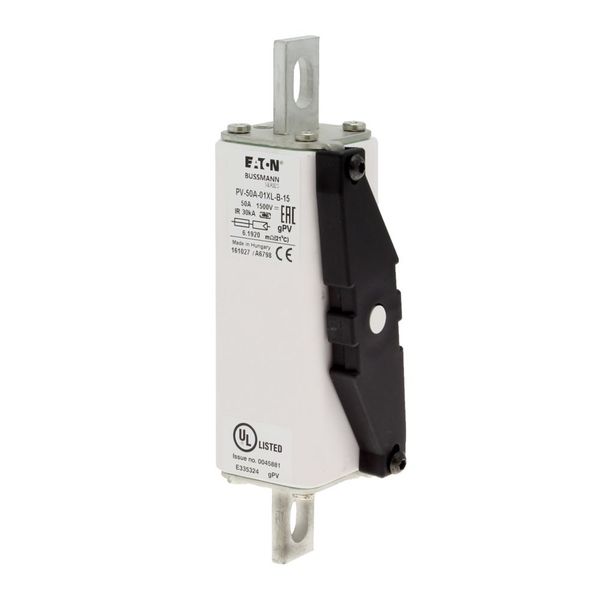 Fuse-link, high speed, 50 A, DC 1500 V, 01XL, 43 x 193 mm, gPV, IEC, UL, with indicator, bolted image 5