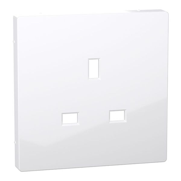 Central plate for British standard socket insert, lotus white, system design image 1