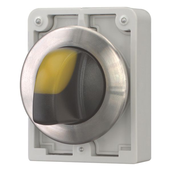 Illuminated selector switch actuator, RMQ-Titan, with thumb-grip, momentary, 3 positions, yellow, Front ring stainless steel image 3