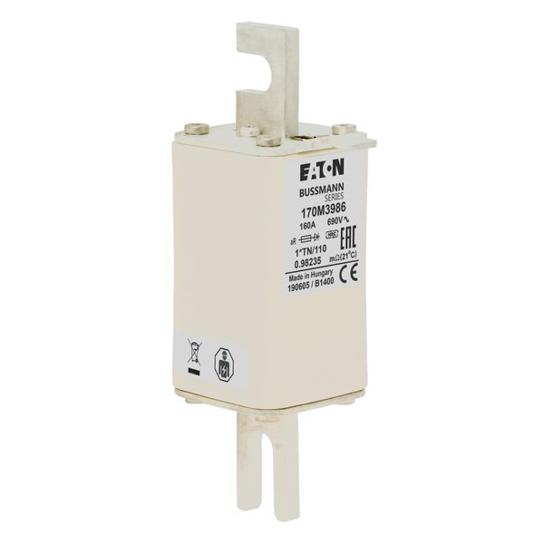 Fuse-link, high speed, 160 A, AC 1000 V, compact DIN 1, 43 x 61 x 138 mm, aR, DIN, IEC, single indicator image 17