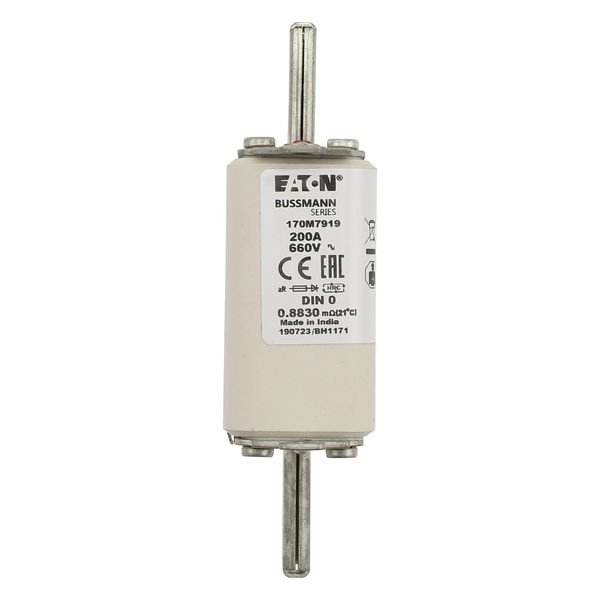 Fuse-link, high speed, 200 A, AC 660 V, DIN 0, aR, DIN, IEC, single indicator, live gripping lugs image 23