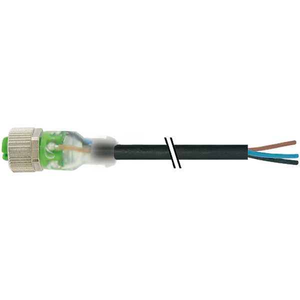 M12 female 0° A-cod.with cable 3LED PVC 5x0.34 bk UL/CSA 25m image 1