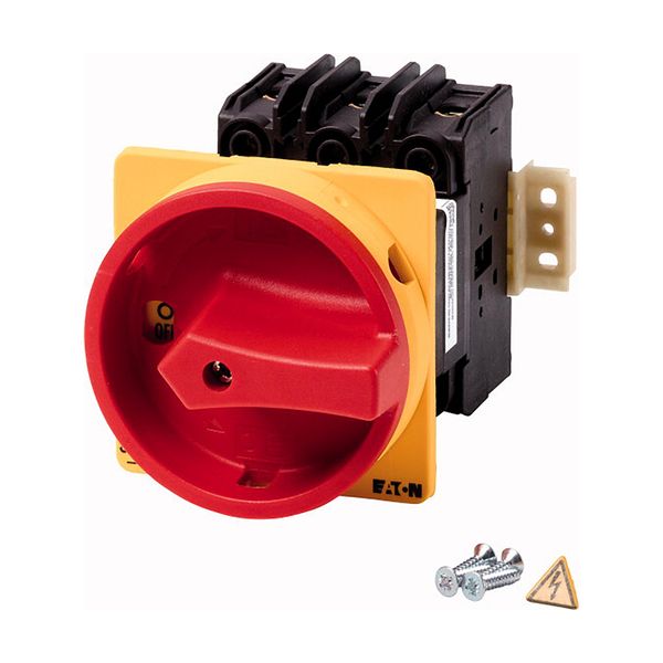 Main switch, P3, 30 A, rear mounting, 3 pole, With red rotary handle and yellow locking ring, Lockable in the 0 (Off) position, UL/CSA image 4