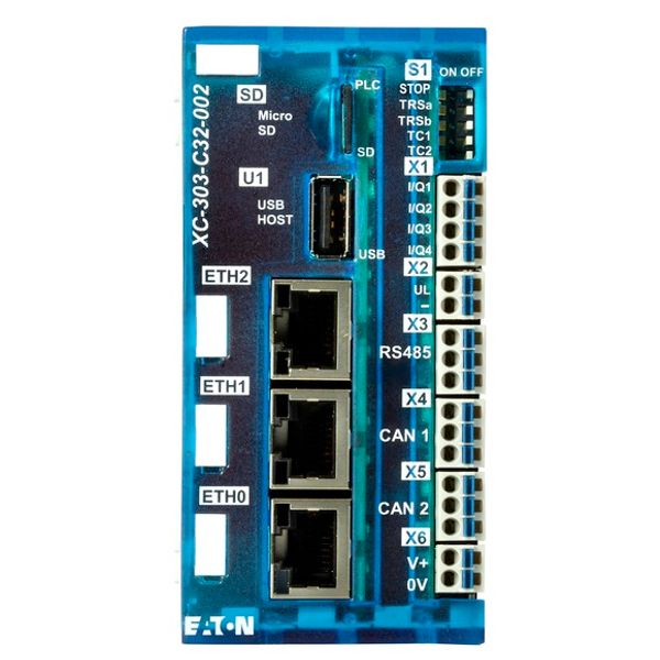 XC303 modular PLC, small PLC, programmable CODESYS 3, SD Slot, USB, 3x Ethernet, 2x CAN, RS485, four digital inputs/outputs image 2