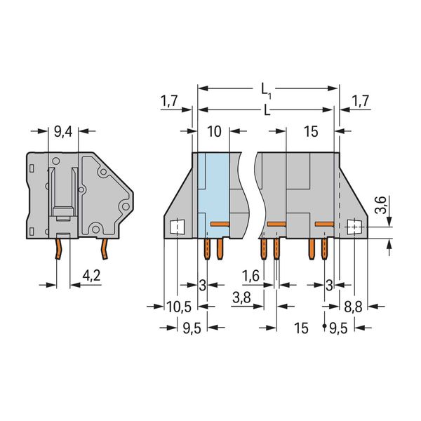 PCB terminal block 16 mm² Pin spacing 15 mm gray image 3