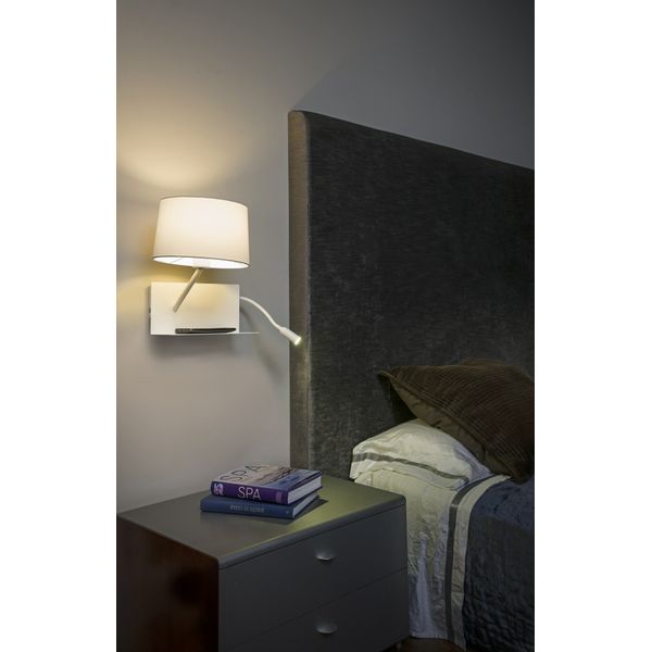HANDY WHITE WALL LAMP WITH LED LEFT READER 1XE27 M image 2
