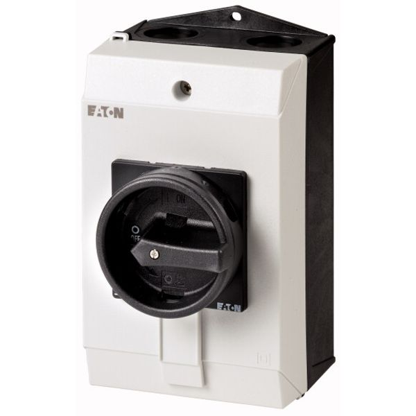 Main switch, P1, 32 A, surface mounting, 3 pole, STOP function, With black rotary handle and locking ring, Lockable in the 0 (Off) position image 1