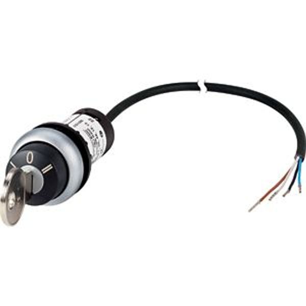 Key-operated actuator, RMQ compact solution, momentary, 1 NC, 1 N/O, Cable (black) with non-terminated end, 4 pole, 3.5 m, 3 positions, MS1, Bezel: ti image 2